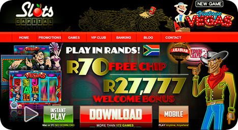 Slots Capital home page - home of hot slots - play in South African Rand currency